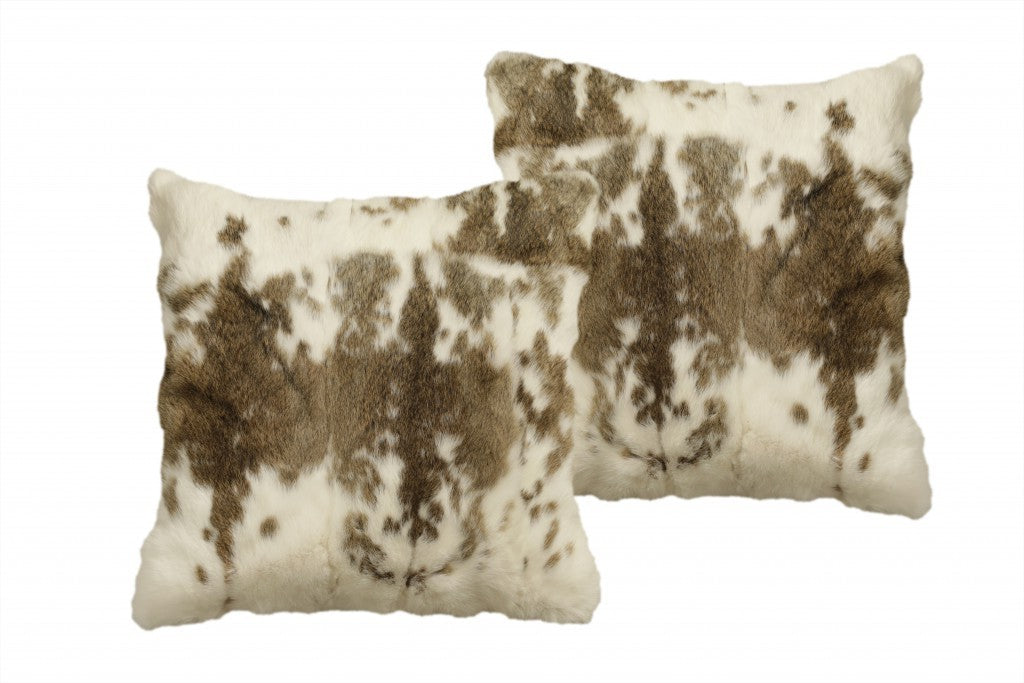 Set of Two 18" Brown and White Throw Pillows-2