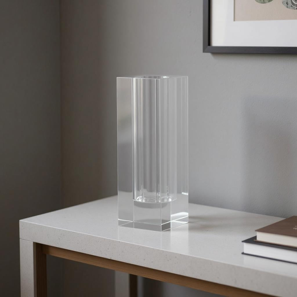 10" Clear Square Glass Table Vase-0