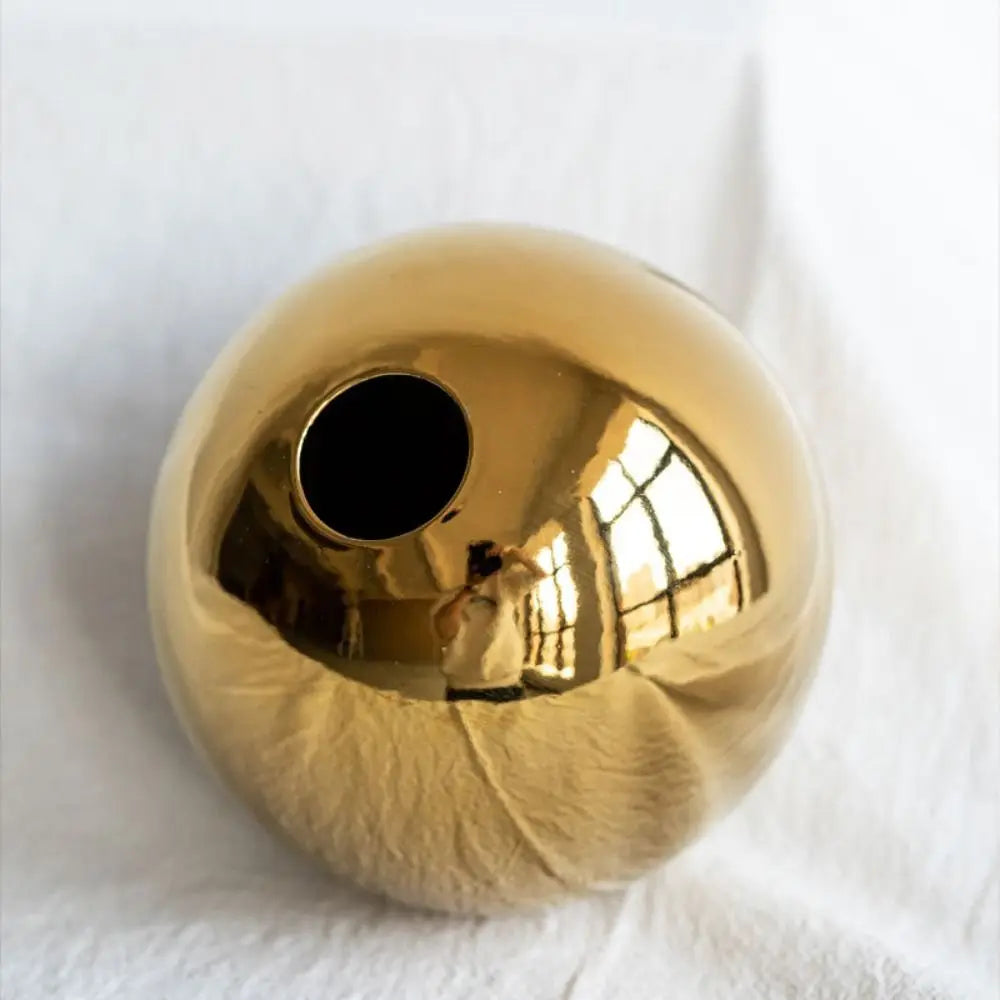 NNEOBA Golden Ball Ceramic Vase for Flower Arrangements