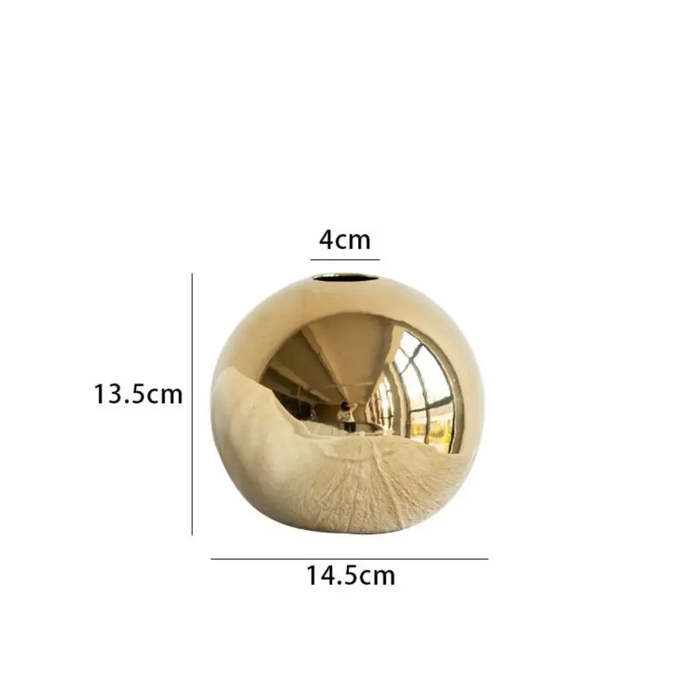 NNEOBA Golden Ball Ceramic Vase for Flower Arrangements