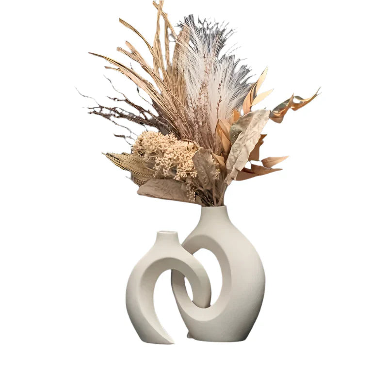 Hollow Ceramic Vase Set for Modern Decor