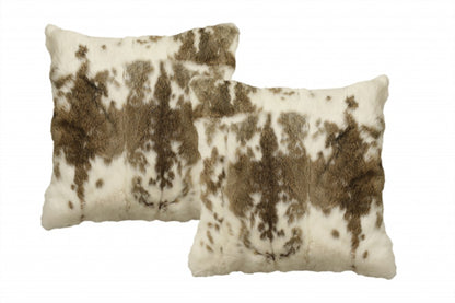 Set of Two 18" Brown and White Throw Pillows-3