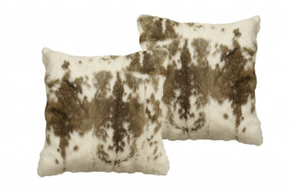 Set of Two 18" Brown and White Throw Pillows-2