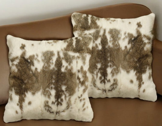 Set of Two 18" Brown and White Throw Pillows-0