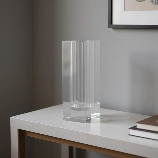 10" Clear Square Glass Table Vase-0